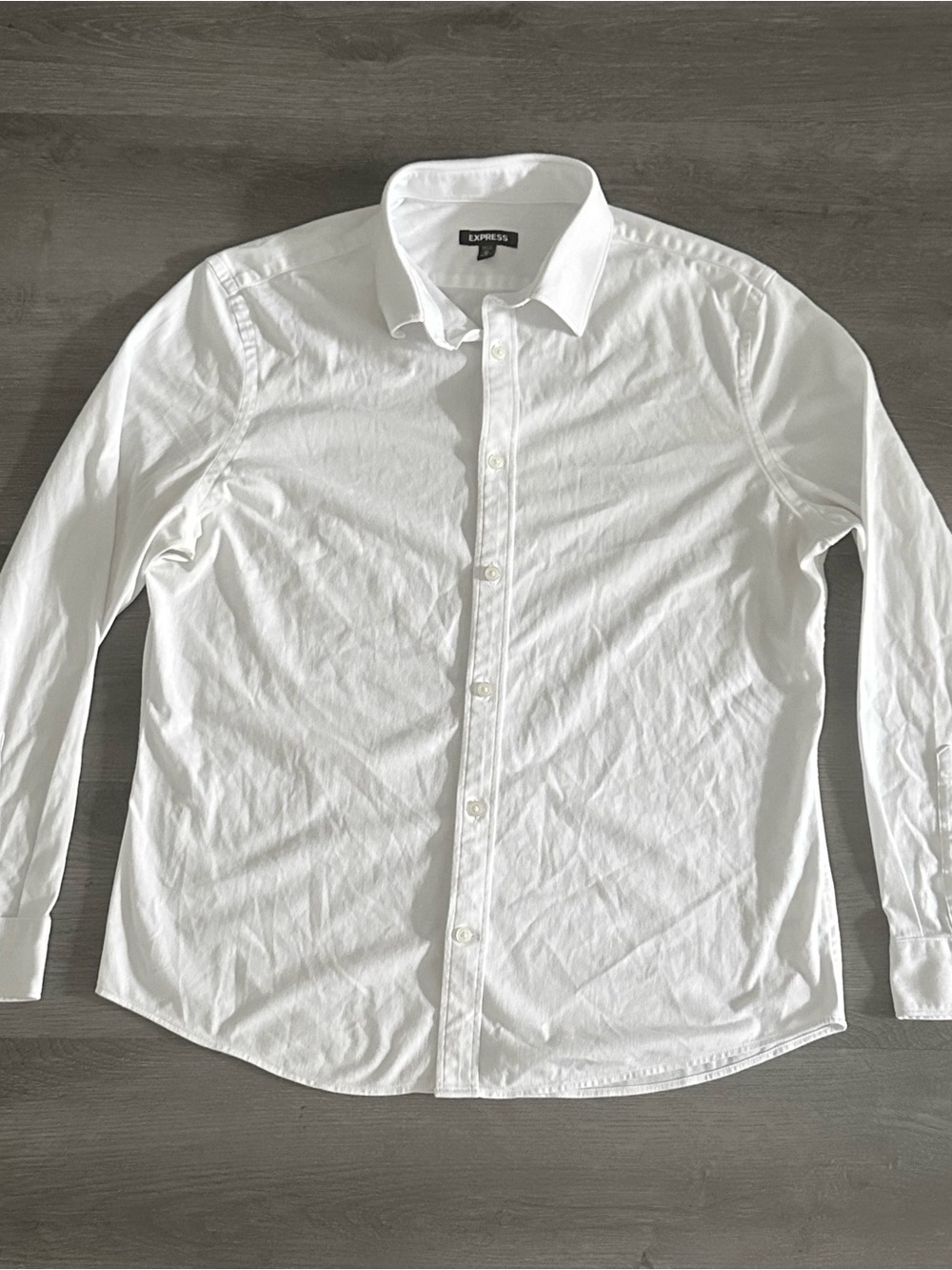 Express Men 62% Cotton/38% Polyester White Button Up Shirt Size M
